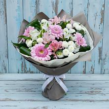 Букет цветов из:  Герберы, Альстромерии и Хризантемы #REPLACE_PRED# Белоозерский