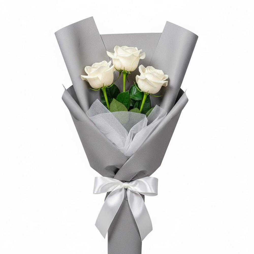 Букет 3 белые розы в Белоозерский