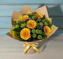 Букет цветов из:  Герберы и Хризантемы #REPLACE_PRED# Белоозерский