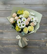 Букет цветов из:  Альстромерии, Розы и Хризантемы в Белоозерский