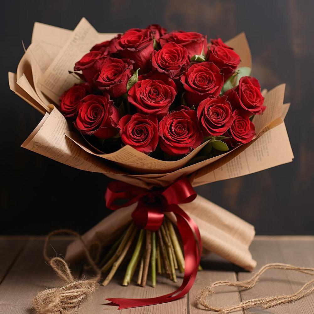 Букет 17 Красных роз Эдлесс Лав в Белоозерский